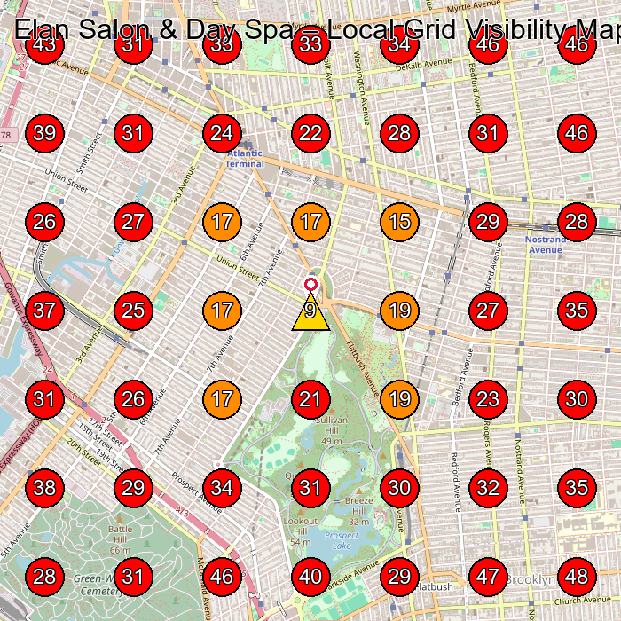 Elan Salon & Day Spa GeoGrid visibility map for Nail Salon in Brooklyn
